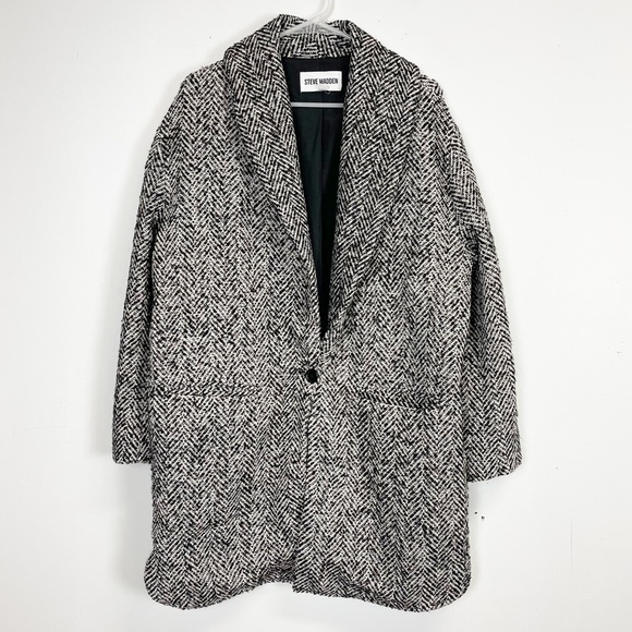 NEW Steve Madden Zoey Jacket Womens Large Black White 1 Button NWOT